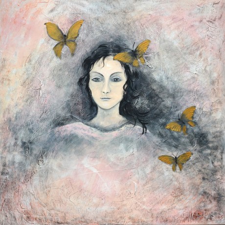 Zdenka Zoorová Ukrytá v křídlech motýlů, akryl pl. tl. 18mm, 60 x 60cm,rok 2017 (1)