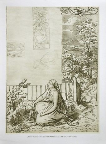 Josef Mánes, Skřivánek, 20,5 x 27,5 cm, venk. 24 x 32cm (2)