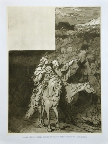 Josef Mánes, Záboj a slavoj na bojišti, 20 x 28 cm, venk. 24 x 32cm (2)