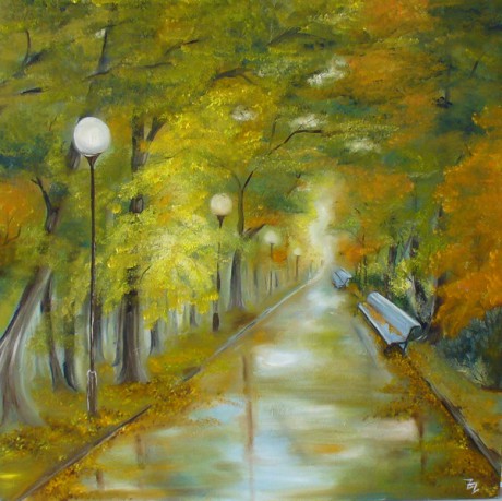 Zdenka Zoorová Podzimní procházka olejomlaba na plátně tl. 37mm, 90 x 90cm (1)