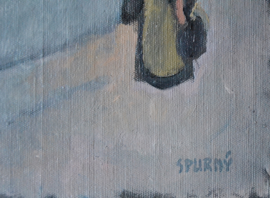 Josef Spurný Zmrzlá Praha olejomalba na kartonu s plátnem, 40x34 (2)