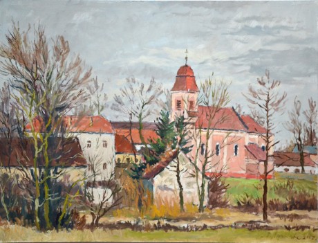 Otakar Procházka Kostel olej sololit tl. 3,53mm, 61 x 46cm (1)