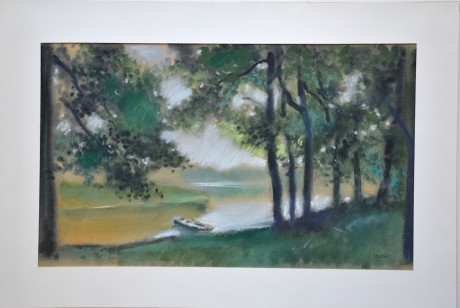 Josef Spurný Labe u Neratovic, akvar. pastel. 57,5x35cm, v paspartě 62 x 42cm, č.9 (4)