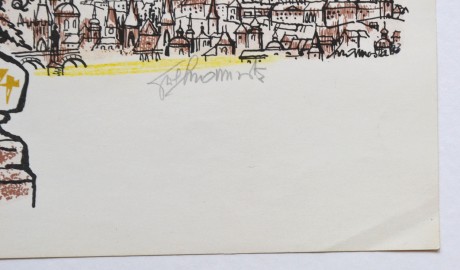 Cyril Chramosta Praha litog. 23,5 x 20cm, 1984, pravý dolní roh mírně ohlý, aut. domalováno pastel (3)