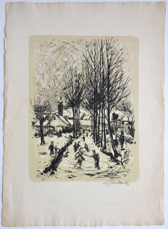Cyril Chramosta, Zima v Husinci, litog. 1959, 30,5 x 42,5cm (1)