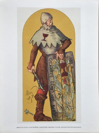 Mikoláš Aleš, Diviš Bořek z Miletína, 15,5x28cm, venk. 24x32cm. (2)