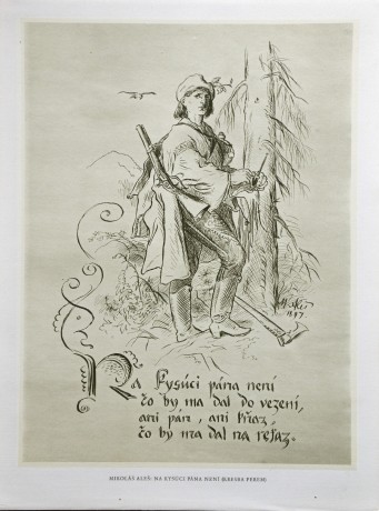 Mikoláš Aleš, Na Kysúci pána není, 20,5 x 27,5 cm, venk. 24 x 32cm (2)