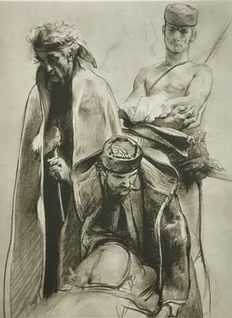 Jaroslav Čermák, Studie k raněnému černohorci, 20,5 x 28 cm, venk. 24 x 32cm (1)