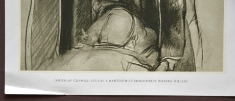 Jaroslav Čermák, Studie k raněnému černohorci, 20,5 x 28 cm, venk. 24 x 32cm (2)