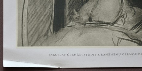 Jaroslav Čermák, Studie k raněnému černohorci, 20,5 x 28 cm, venk. 24 x 32cm (3)