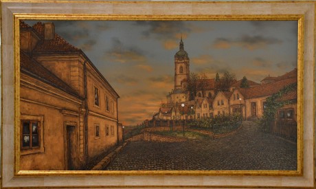 Jiří Valeš Mělník-Zámek II. olej na plátně, 90x50, rám 103x63, r.2017 (1)