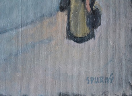 Josef Spurný Zmrzlá Praha olejomalba na kartonu s plátnem, 40x34 (2)