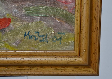 Vlastimil Mužíček Máky u okna, olejomalba na plátně, 55x70, rok 2001, v rámu 63x78 (6)