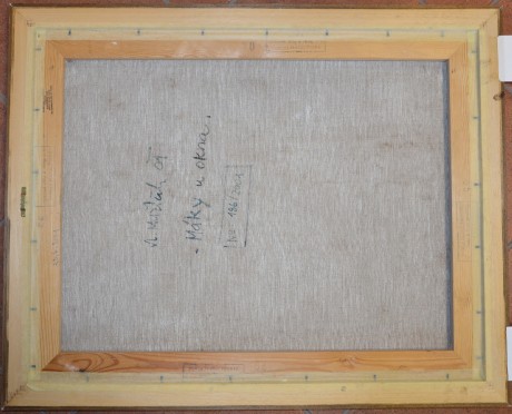 Vlastimil Mužíček Máky u okna, olejomalba na plátně, 55x70, rok 2001, v rámu 63x78 (7)