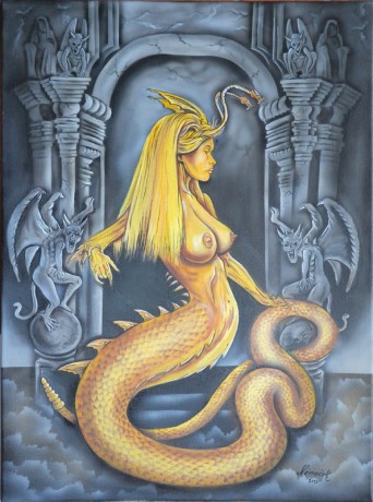 Němeček Petr, Hadí žena, akryl,pl, 50x70