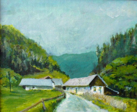 Jaroslava Drechslerová V údolí olej na plátně 30x25 rám38x33 (5)