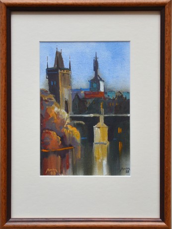 Mikověc Praha 1 akvarel 14x20 rám 26x35 (1)