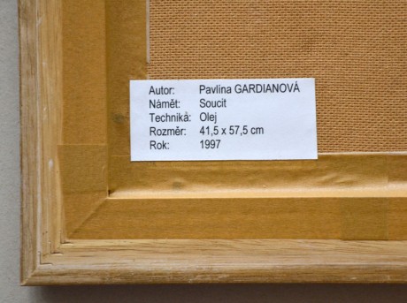 Pavlína Gardianová Soucit olejomalba na sololitu, rok 1997,  41,5 x 57,5 v rámu 51 x 67, (7)
