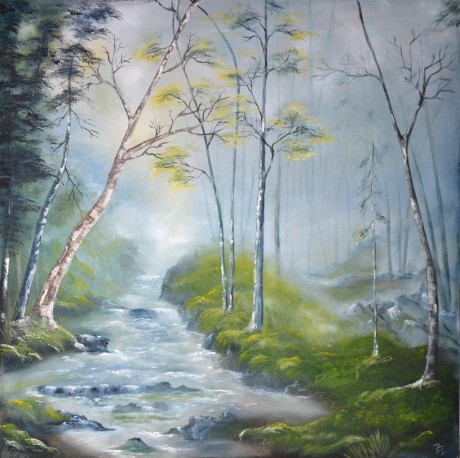 Zdenka Zoorová Mlha nad potokem, olejomalba na plátně tl 20mm, 90 x 90cm (1)