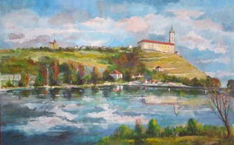 Zdeněk Žemla Mělník olejová tempera na sololitu 140 x 90 (1)