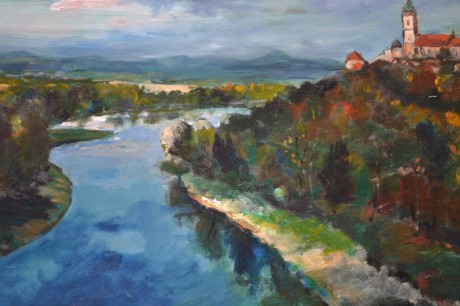 Zdeněk Žemla Mělník olejová tempera na sololitu tl.3,98mm, 122 x 52cm (3)