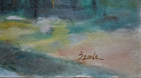 Zdeněk Žemla Mělník z průplavu olejová tempera na sololitu hrubá str. tl.3,87mm, 100 x 50cm (3)