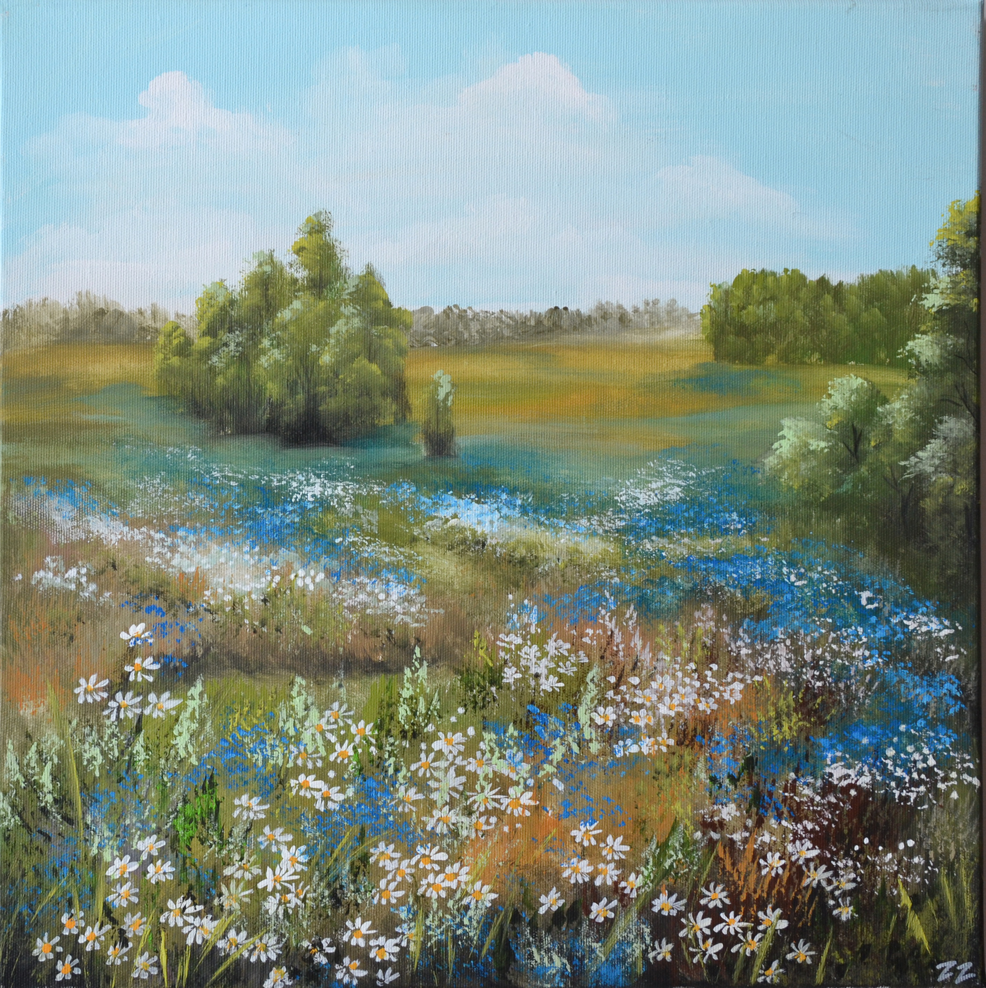 Zdenka Zoorová Na stráních, akryl pl. tl. 22mm, 45 x 45cm (1)