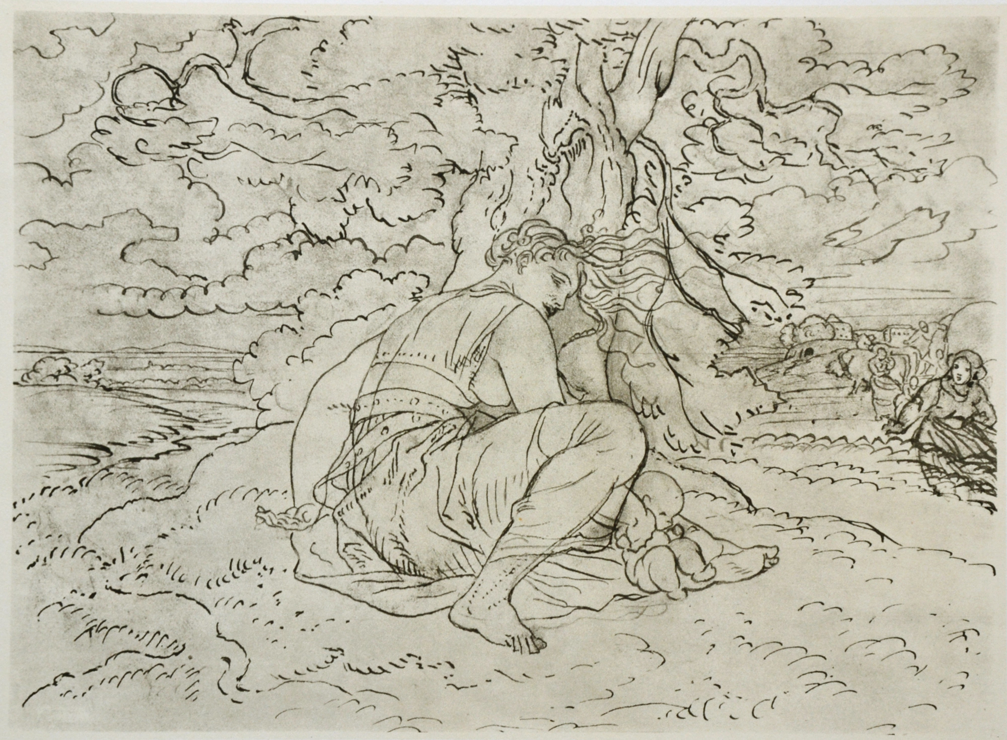 Josef Mánes, Žižkovo narození, 28 x 20,5 cm, venk. 32 x 24cm (1)