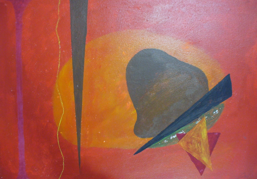 Petr Beneš Červená kapka akvarel  na sololitu, 107x76cm
