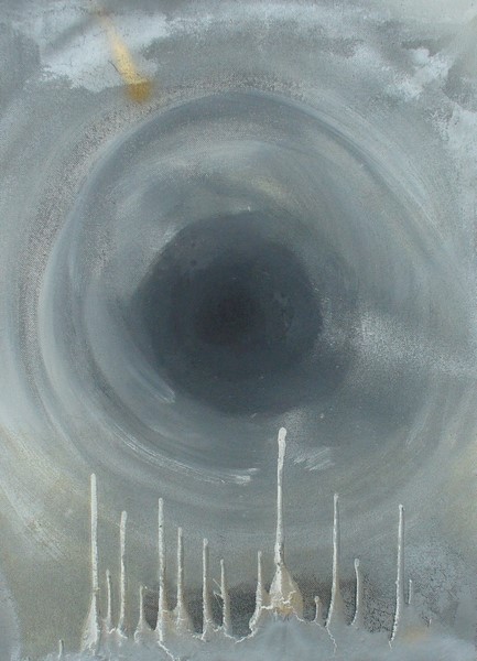 Petr Beneš, Černá díra, akvarel na sololitu, 55x76cm