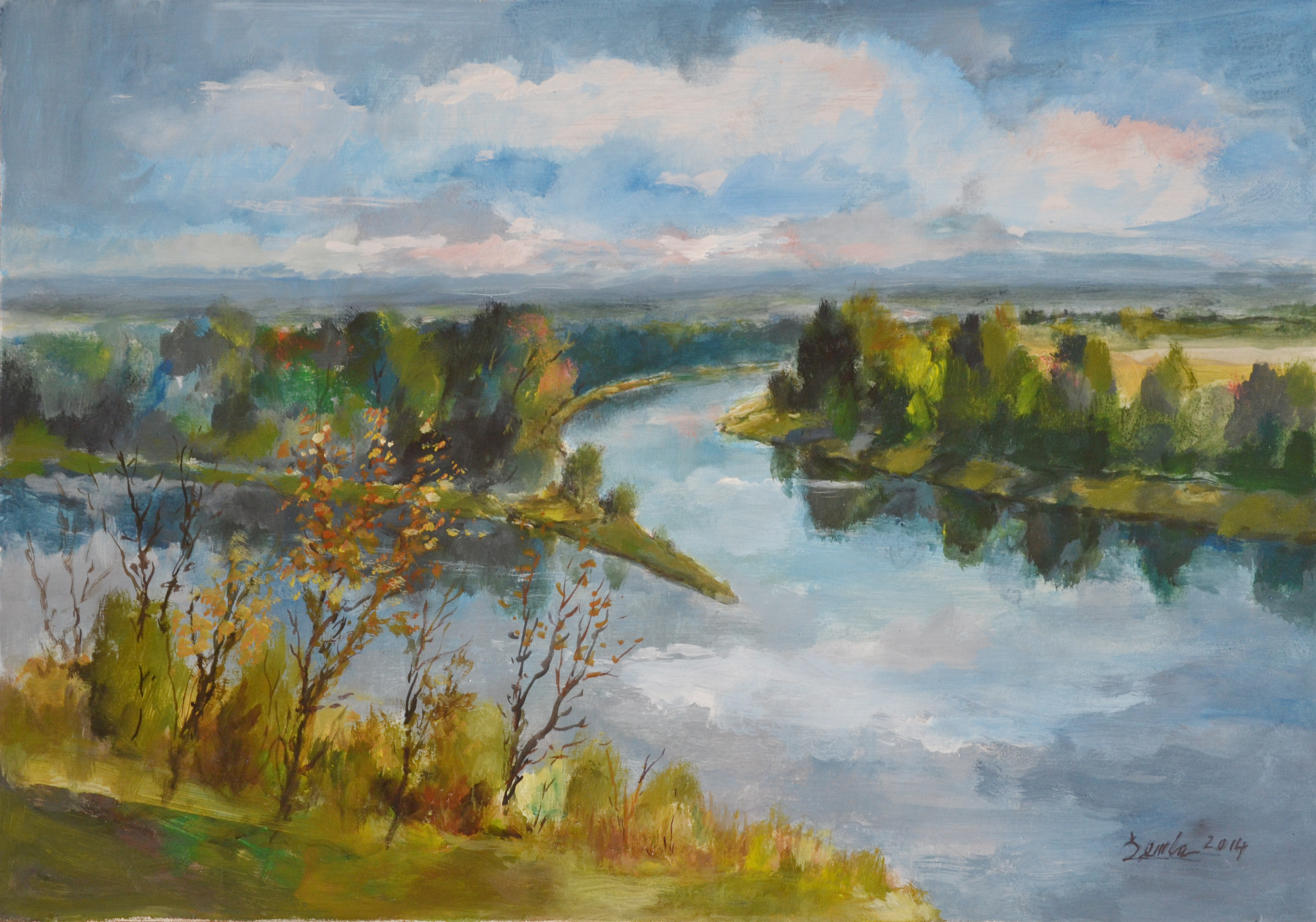 Zdeněk Žemla Soutok ol. tempera na sololitu rok 2014, 64,5x45 (1)