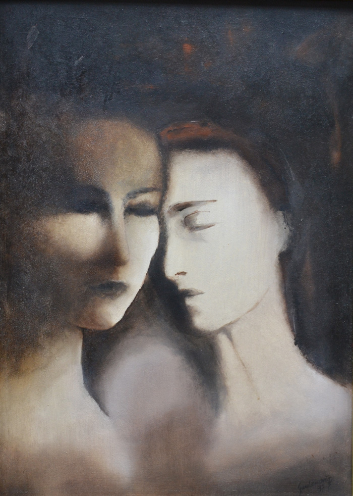 Pavlína Gardianová Soucit olejomalba na sololitu, rok 1997,  41,5 x 57,5 v rámu 51 x 67, (9)